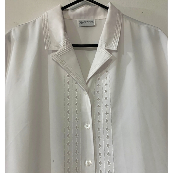 Apparenza sz 1X White Button Down Dress Shirt - Picture 3 of 3